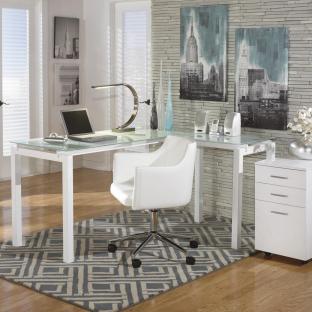 Baraga White L-Desk